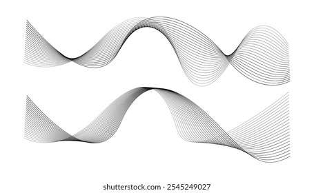 Multiple wavy line. set of curved abstract shapes. flowing wave line pattern. long wave lines. wave effect line. moving waves set