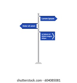 Multiple ways blue road direction sign vector illustration