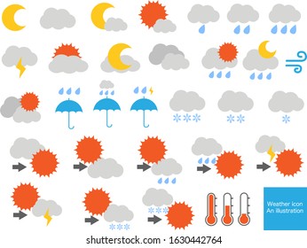 Multiple weather icon illustration set