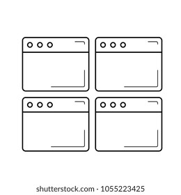 Multiple webpage line icon isolated on white background. Vector line icon of multiple webpage for infographic, website or app.