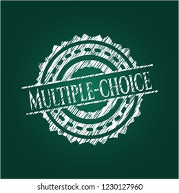 Multiple-choice written on a chalkboard