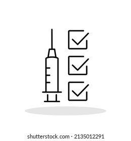 Multiple-Dose Vaccine schedules icon in flat style. Three dose vaccination concept COVID symbol for your web site design, logo, app, UI Vector EPS 10.