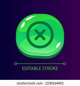 Multiplication action glossy ui button with linear icon. Counting function. Calculator function. Isolated user interface element for web, mobile, video game design. Editable stroke. Arial font used