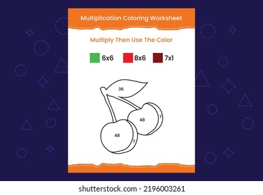 Multiplication Coloring worksheet with the image. Color by numbers math game