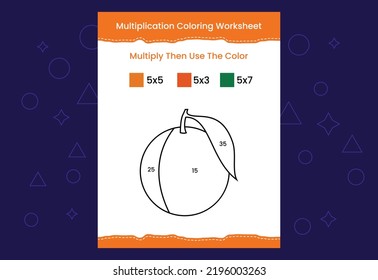 Multiplication Coloring worksheet with the image. Color by numbers math game