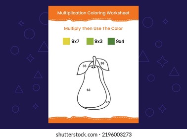 Multiplication Coloring worksheet with the image. Color by numbers math game