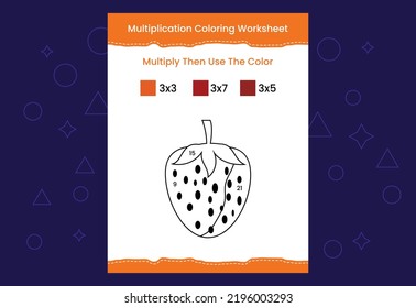 Multiplication Coloring worksheet with the image. Color by numbers math game