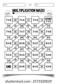 Multiplication game sheet for children