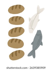 The multiplication of the loaves and fishes. Christian Jesus Poster, Religion Art, Wall decor