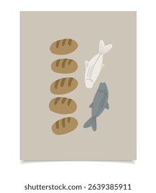  The multiplication of the loaves and fishes. Christian Jesus Poster, Religion Art, Wall decor