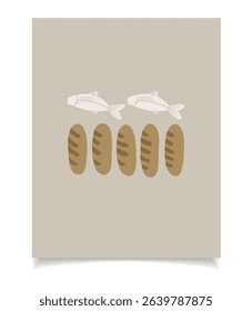  The multiplication of the loaves and fishes. Christian Jesus Poster, Religion Art, Wall decor