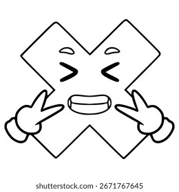 Multiplicación Matemática Ilustración de carácter Dibujado a mano Vector de contorno