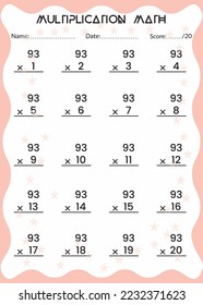 Multiplication Math for Kids. 
Printable bookmarks for kids.
