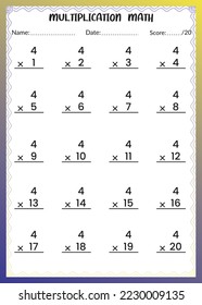 Matemática de multiplicación para niños.
Esta es la perfecta matemática de multiplicación de niños. Simplemente puedes usarlo para niños. Este libro ayudará a tu hijo a ser un experto en sustracción, espero.

Archivo Eps Imprimible.
