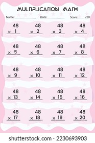Multiplication Math for Kids.

This is the perfect Kid's Multiplication Math. You can simply use it for kids.
Children's design, Printable bookmarks for kids. Times tables template.