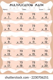 Multiplication Math for Kids. This is the perfect Kid's Multiplication Math. You can simply use it for kids. Children's design, Printable bookmarks for kids. Times tables template.
