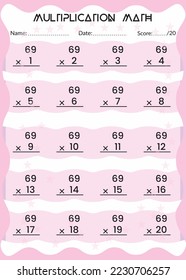 Multiplication Math for Kids. This is the perfect Kid's Multiplication Math. You can simply use it for kids. Children's design, Printable bookmarks for kids. Times tables template.