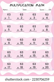 Multiplikationsmathematik für Kinder. Das ist die perfekte Multiplikationsmathematik für Kinder. Man kann es einfach für Kinder benutzen. Kinderdesign, Printable Lesezeichen für Kinder. Zeitt Tabellen Vorlage.