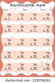 Multiplication Math for Kids. This is the perfect Kid's Multiplication Math. You can simply use it for kids. Children's design, Printable bookmarks for kids. Times tables template.