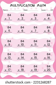 Multiplication Math for Kids. This is the perfect Kid's Multiplication Math. You can simply use it for kids. Children's design, Printable bookmarks for kids. Times tables template.