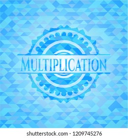 Multiplication realistic light blue mosaic emblem
