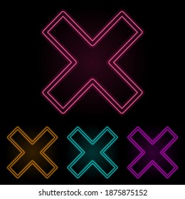 multiplication sign color neon set. Simple thin line, outline vector of web icons for ui and ux, website or mobile application