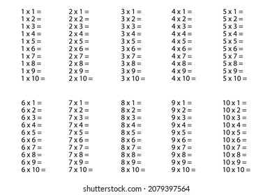 Multiplikationstabelle. Einfaches Design. Elementare Symbole. Mathematische Elemente. Vektorgrafik. Stockbild. 