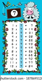 multiplication table. training for schoolchildren . multiplication by 7