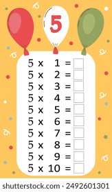 Multiplication tables for kids.Time table for kids.Colorful multiplication table.