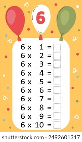 Multiplication tables for kids.Time table for kids.Colorful multiplication table.