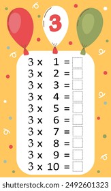 Tablas de multiplicación para niños.Tabla de tiempo para niños.Tabla de multiplicación colorida.