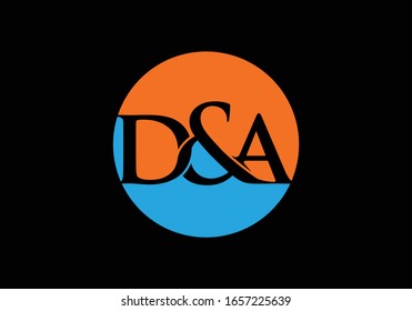 Diseño del logotipo D y A carta inicial, Ilustración del logotipo Creative Modern Letters Vector Icon.