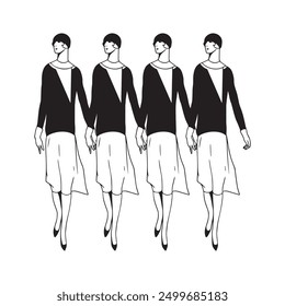 multiplied image of a woman, fashion illustration, vintage