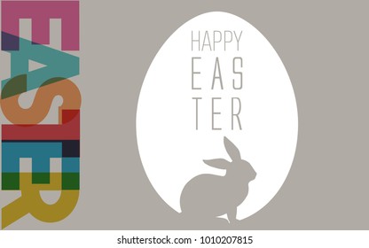 Multiply Easter font with minimal egg and rabbit in gray background.Vector illustration. EPS 10