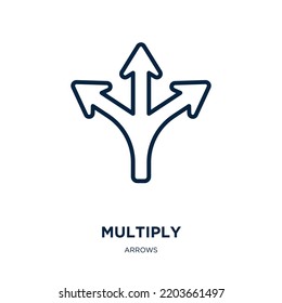 multiply icon from arrows collection. Thin linear multiply, business, template outline icon isolated on white background. Line vector multiply sign, symbol for web and mobile