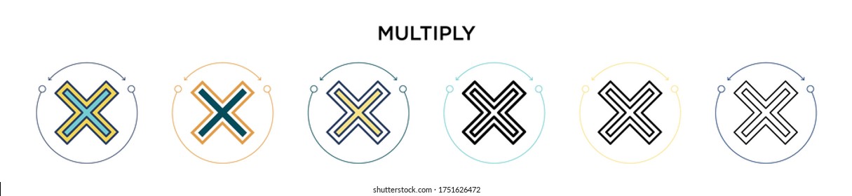 Multiply icon in filled, thin line, outline and stroke style. Vector illustration of two colored and black multiply vector icons designs can be used for mobile, ui, web