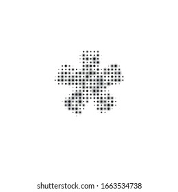 The multiply symbol is evenly filled with black dots of different sizes. Some dots with shadow. Vector illustration on white background