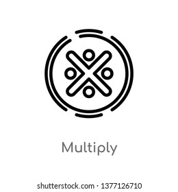 Multiply Vector Line Icon. Simple Element Illustration. Multiply Outline Icon From Signs Concept. Can Be Used For Web And Mobile