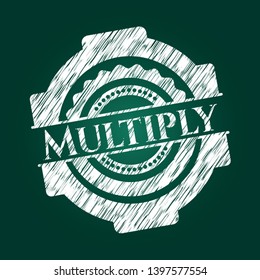 Multiply written on a chalkboard. Vector Illustration. Detailed.