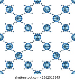 Multipolarity International Relations vector round concept blue seamless pattern