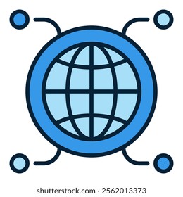 Multipolarity International Relations vector round concept blue icon or logo element