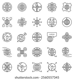 Multipolarity outline icons set - Balance of Power signs. International Relations vector outline symbols