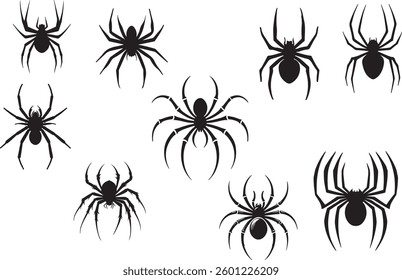 Multipole Spider Silhouette Vector Black And White Background