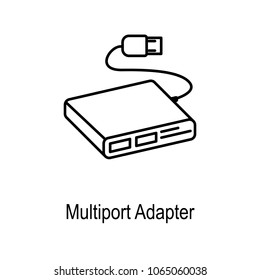 Multiport adapter icon. Element of computer part for mobile concept and web apps. Thin line  icon for website design and development, app development. Premium icon on white background