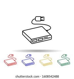 Multiport adapter multi color style icon. Simple thin line, outline vector of computer parts icons for ui and ux, website or mobile application