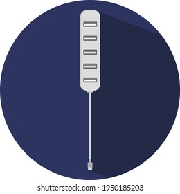 Multiport usb, illustration, vector on white background.