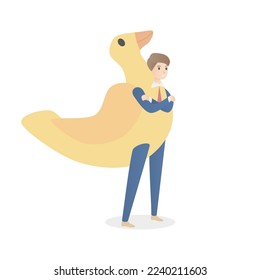 multipotentialite employees or individuals have the interest and creativity to learn and adapt quickly, like a do it all duck,Vector illustration.