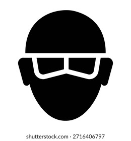 Multi-PPE-Sicherheitssymbol mit Helm, Brille und Ohrschutz in schwarzer Silhouette - Vektorgrafik in hoher Qualität