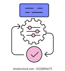 Multi-Prompt Coordination Icon. Representing AI Prompt Collaboration. Multiple Input Handling. System Prompt Coordination. AI Workflow Synchronization. Vector Editable icon.