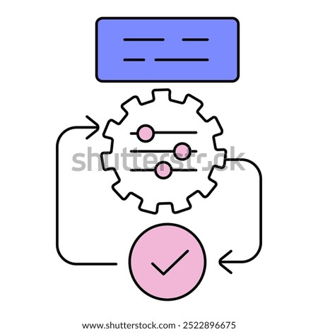 Multi-Prompt Coordination Icon. Representing AI Prompt Collaboration. Multiple Input Handling. System Prompt Coordination. AI Workflow Synchronization. Vector Editable icon.